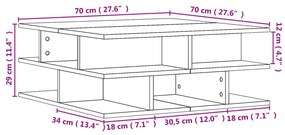 Mesa de centro 70x70x29 cm madeira processada cinza cimento