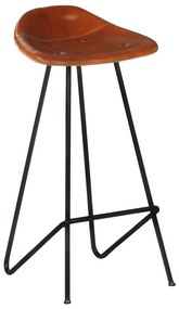 Bancos de bar 4 pcs couro genuíno castanho
