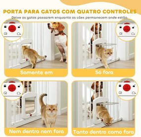 Barreira de Segurança Extensível para Cães 75-85 cm para Portas e Escadas com Portinhola Pequena Montagem por Pressão Duplo Bloqueio Branco
