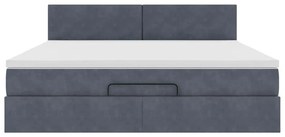 Estrutura de cama otomana com colchão 180x200cm cinzento escuro