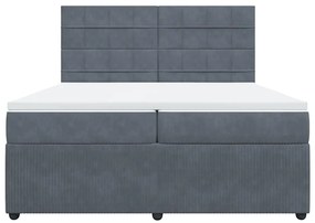 Cama com molas/colchão 200x200 cm veludo cinzento-escuro