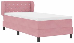 Cama Box Spring com Colchão Cor-de-Rosa 90x200 cm em Veludo