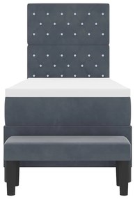 Cama Box Spring com Colchão &amp; Banco Cinza Escuro 80x200 cm Veludo
