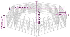 Canteiro elevado/cesto gabião hexagonal 200x173x40 cm