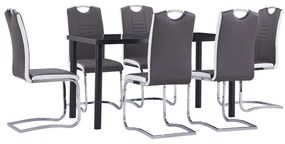 vidaXL 7 pcs conjunto de jantar couro artificial cinzento