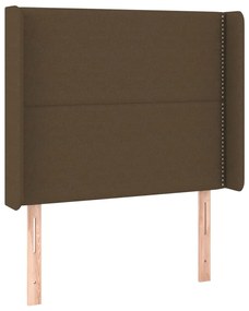 Cama box spring c/ colchão/LED 90x200 cm tecido castanho-escuro