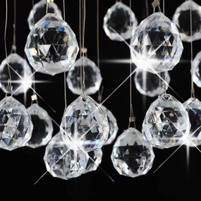 Candeeiro teto contas cristal 3 lâmpadas G9 esférico prateado