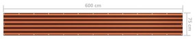 Tela de varanda 75x600 cm tecido Oxford laranja e castanho