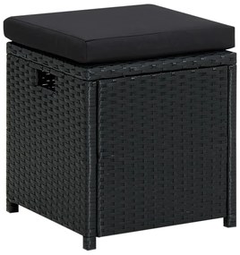 6 pcs conjunto lounge de jardim c/ almofadões vime PE preto
