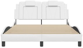 Estrutura cama c/ cabeceira 140x200 cm couro artificial branco