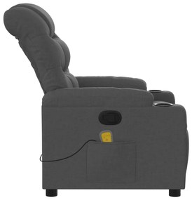 Poltrona de massagens reclinável tecido cinzento-escuro