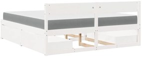 Cama com gavetas e colchão 180x200 cm pinho maciço branco