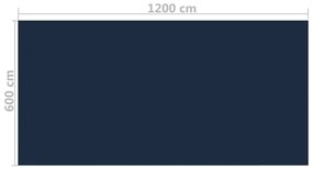 Película p/ piscina PE solar flutuante 1200x600 cm preto e azul