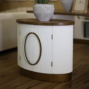 ARMÁRIO DE 2 PORTAS TOLOSA 79X48X67 CM BRANCO, CASTANHO E DOURADO