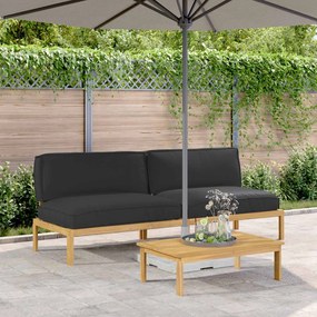 vidaXL Conjunto de Sofás com almofada Liso Preto 240 x 92 x 69 cm