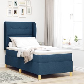 Cama Box Spring vidaXL com Colchão Azul 90x190 cm em Tecido