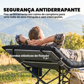 Esteira de Campismo Dobrável Portátil com Correias Antideslizante para Cama de Campismo Tenda Viagens Preto