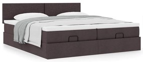 Estrutura de cama otomana com colchões tecido castanho escuro