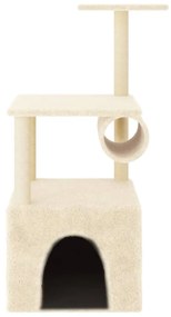 Árvore para gatos c/ postes arranhadores sisal 109,5 cm creme