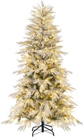 Árvore de Natal artificial pré-iluminada de 210 cm, flocada de neve, em formato de meia-forma, com 852 pontas de galhos de PE e PVC, 240 luzes LED brancas