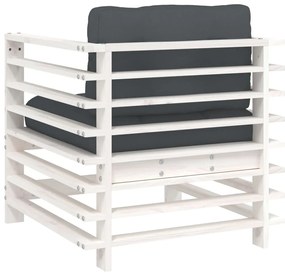 Cadeiras de jardim c/ almofadões 2 pcs pinho maciço branco