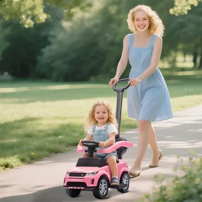 Carro Andador 2 em 1 para Crianças Land Rover Discovery com Buzina Pega de Empurrar e Barra Removíveis 84x40x94,5 cm Rosa