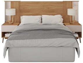 Cabeceira de Cama LUCHIA – Extensível + 2 Mesas de Cabeceira  – MDP Bu