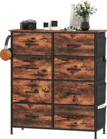 Cómoda de Quarto, 86 x 30 x 94,5 cm, 8 Gavetas em Tecido, Castanho Rústico