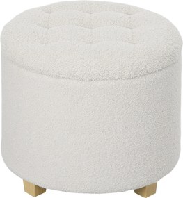 HOMCOM Puff de Armazenamento Banco de Armazenamento Redondo 40,5L 45x45x41 cm Estofado em Borreguito Banco Apoia-Pés Branco | Aosom Portugal