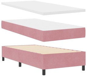 Cama Box Spring vidaXL com Colchão Rosa 90x190 cm Veludo