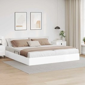 vidaXL Cama com Armazenamento Branco Puro 200 x 200 cm Couro sintético