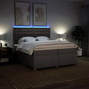 Cama com molas/colchão 200x200 cm tecido castanho-acinzentado