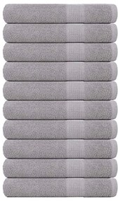 vidaXL Toalhas 10 pcs 100x200 cm 360 gsm 100% algodão cinzento