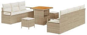 Sofá de Jardim Modular com 10 Peças e Almofadas Bege em Rattan Poliést
