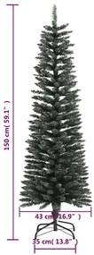 Árvore de Natal artificial fina com suporte 150 cm PVC verde