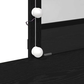 Mesa de Maquiagem com Espelho e Luzes LED Madeira de Carvalho Preto