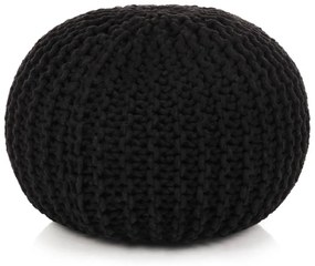 vidaXL Pufe tricotado à mão algodão 50x35 cm preto
