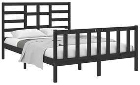 Estrutura de cama 140x190 cm madeira maciça preto