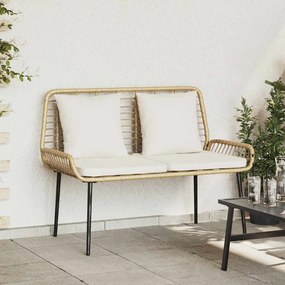 vidaXL Banco de jardim Marrom, Preto, Creme Rattan de poliéster, aço