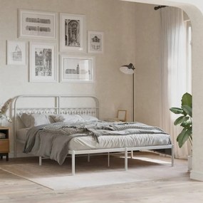 Estrutura de cama com cabeceira 160x200 cm metal branco