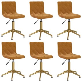 vidaXL Cadeiras de jantar giratórias 6 pcs veludo castanho