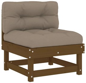 Sofás de centro com almofadões 2 pcs pinho maciço castanho-mel