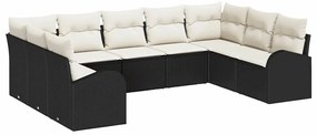 Conjunto de Sofá de Jardim vidaXL de 9 Peças com Almofadas Preto Ratta