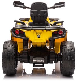 Moto 4 elétrica para crianças 12V Can Am Outlander 4x4 com controlo remoto, rodas Espuma EVA, assento couro Carga até 50Kg Amarela