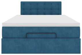Cama otomana com colchão 120x190 cm veludo azul-escuro