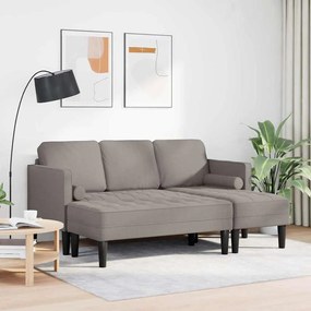 Conjunto de Sofás de 2 Peças com Almofadas em Tecido Taupe