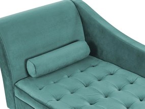 Chaise-longue à esquerda com arrumação em veludo azul esverdeado PESSAC Beliani