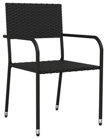 5 pcs conjunto de jantar p/ jardim vime PE preto
