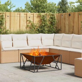 vidaXL Fire Pit Castanho 80 x 80 x 40 cm Aço resistente às intempéries