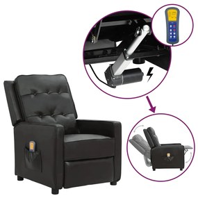 vidaXL Poltrona massagens elevatória couro artificial preto brilhante